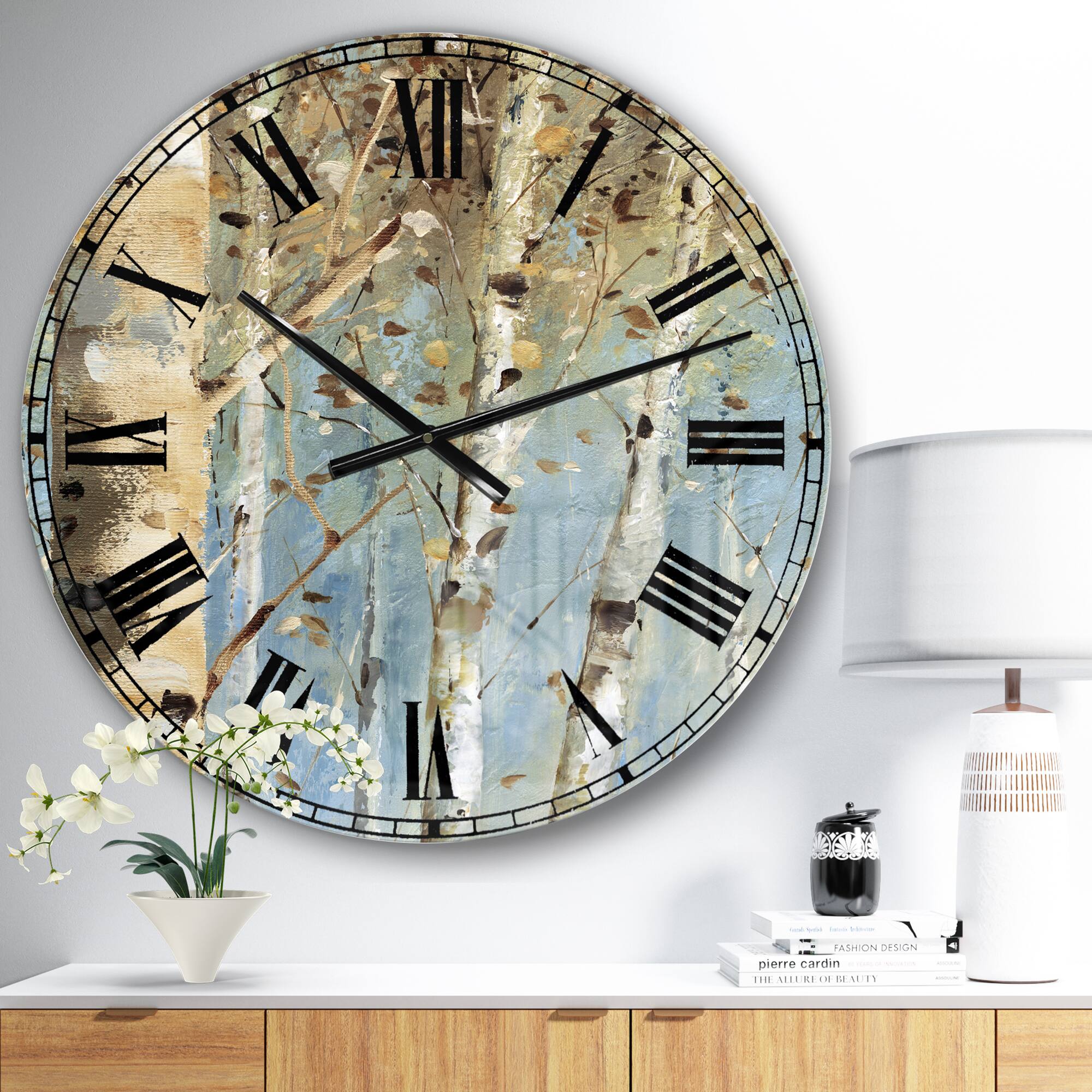 Designart White Birch Forest I Farmhouse Wall Clock